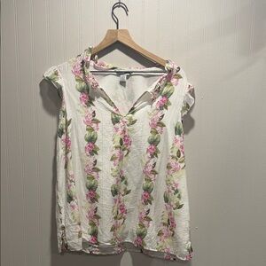Tommy Bahama Floral Blouse with Pink and Green Accents